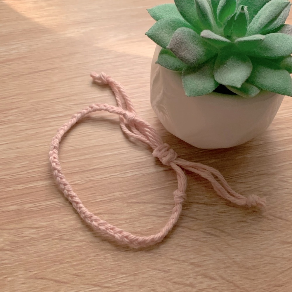 Pink Crocheted Yarn Bracelet